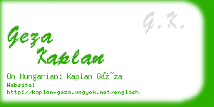 geza kaplan business card